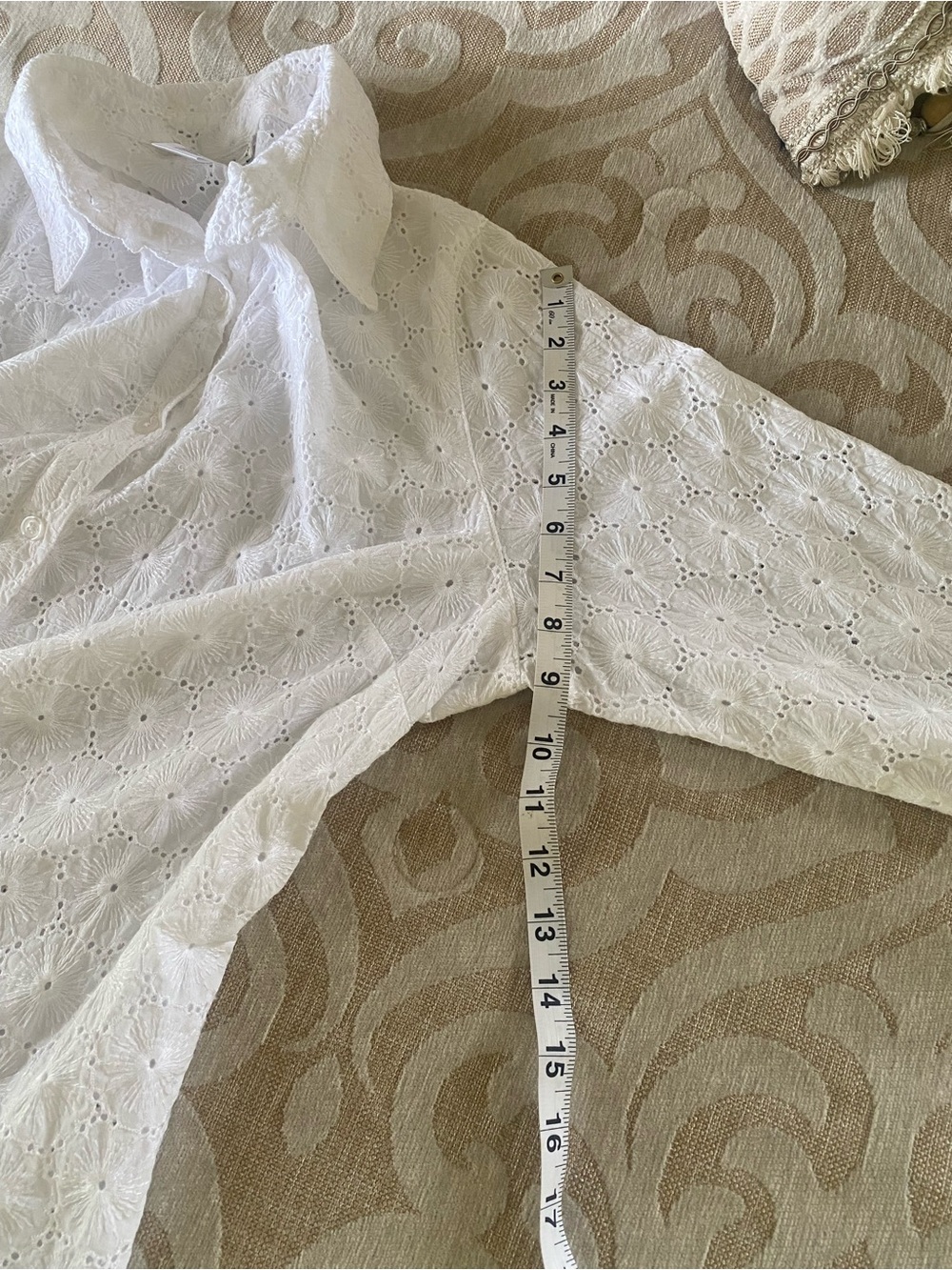 Coldwater Creek White Eyelet Embroidered Button Front Blouse XL - Picture 12 of 15